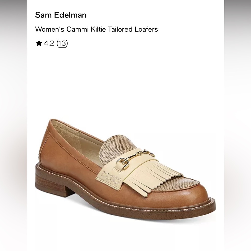 Sam Edelman Two-Tone Brown and Cream Kiltie Loafers